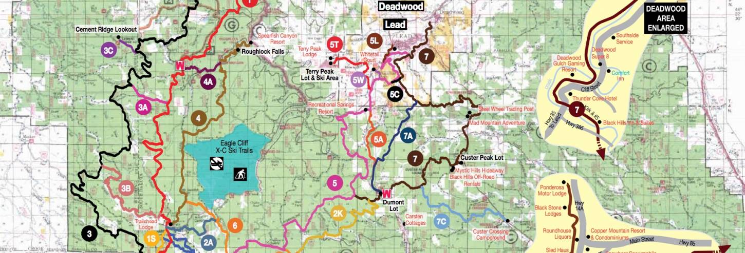 Black Hills snowmobile trials map, trail map, snowmobiles